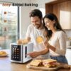 Toaster 2 Slice Touch Screen, Smart Toaster Wide Slot, Full Stainless Steel