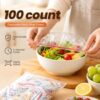 Disposable Stretch Food Covers for Bowls Reusable Fresh Keeping Bags (White X100)