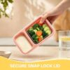6 Pack Bento Snack Boxes, 2 Compartments, Wheat Straw