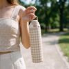 Gingham Insulated Stainless Steel Water Bottle with Straw for Sports and Travel 24 Ounces for Women Girls Friends Teens Birthday