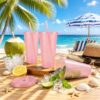 6 Pcs Pink Tumblers with Straw & Lid - 24oz Coffee Cups