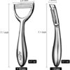 Versatile Y-shaped stainless steel vegetable peeler peeling a potato in a kitchen setting