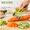 User peeling a potato with the ergonomic 3 in 1 vegetable peeler to demonstrate a comfortable grip.