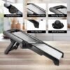 Close-up of the built-in rotating blade system on the adjustable mandoline slicer for safe cutting