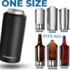 The Frost Buddy universal can cooler holding a standard 12 oz can to show versatile sizing.