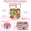 Top view of the stainless steel bento box with a removable divider to customize meal portion sizes.