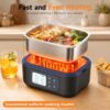 Close-up of the smart HeatLink app interface on a smartphone controlling the cordless electric lunch box