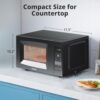 Side profile showing the compact footprint of the COMFEE' microwave, ideal for small apartment kitchens.