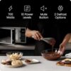 Close up of the Chefman compact countertop microwave interface with 10 power levels