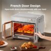 French door air fryer toaster oven baking a golden artisan pizza using dedicated pizza modes.
