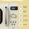 Side profile of the compact 700W retro microwave oven ideal for dorms and small apartments.