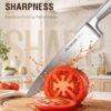 Close up of the Astercook wooden block showing the convenient integrated knife sharpener
