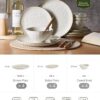 Famiware Ocean Round Dinnerware Sets for 4, 12-Piece, Vanilla White
