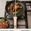 Side profile of the Yonida nonstick skillet highlighting its sturdy heat-resistant handle and hanging hole.
