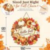 Small fall wreath displayed as farmhouse office wall decor for a seasonal touch