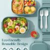 Bento Lunch Box, 65 oz 3-Tier Stackable Lunch Container, Adjustable 2/3 Tier Design, BPA-Free Food-Grade Plastic, Leakproof, Microwave & Dishwasher Safe, Green
