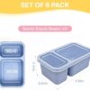 6 Pack Bento Snack Boxes, 2 Compartments, Wheat Straw