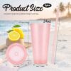 6 Pcs Pink Tumblers with Straw & Lid - 24oz Coffee Cups