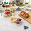 Set of 20 disposable 8 oz snack containers with lids displayed in a colorful variety of BPA-free plastic