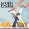 The QYKIC safe mandoline slicer set including the cleaning brush and food-grade plastic components.