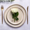 The AmorArc 12-piece ceramic dinnerware set for 4 arranged for an elegant family meal setting.