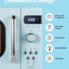 The COMFEE' retro microwave oven styled in a small apartment kitchen countertop setting.