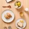 Famiware Ocean Round Dinnerware Sets for 4, 12-Piece, Vanilla White