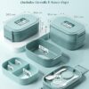 Bento Lunch Box, 65 oz 3-Tier Stackable Lunch Container, Adjustable 2/3 Tier Design, BPA-Free Food-Grade Plastic, Leakproof, Microwave & Dishwasher Safe, Green