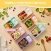 6 Pack Bento Snack Boxes, 2 Compartments, Wheat Straw