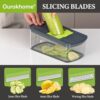 Demonstration of the waffle cutting blade on the Ourokhome vegetable slicer for uniform potato fries.