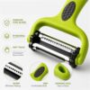 Professional 3-in-1 vegetable peeler set effectively peeling tough potatoes and carrots.