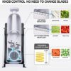 Detail view of the 420 stainless steel blades on the QYKIC food slicer for rust-free durability.