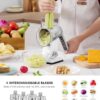 The GDL 4-in-1 rotary cheese grater with its stackable blades displayed for space-saving kitchen storage.