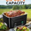 Portable set including the EAST OAK cordless heated lunch box, included cutlery, and insulated carry bag.