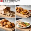 Toshiba 4-in-1 microwave with air fryer cooking a whole roasted chicken on the included grill rack.
