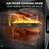 Display screen on the microwave air fryer combo highlighting the 10 cooking levels and menu settings.