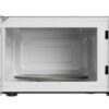 The Frigidaire small white microwave placed on a clean kitchen countertop in a modern home office.