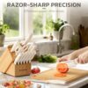 The complete 15-piece knife set with sharpener arranged neatly to showcase the full collection