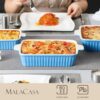MALACASA Casserole Dishes for Oven, Ceramic Bakeware Set of 4, Blue