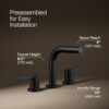 High-angle view of the KOHLER Elate bathroom faucet featuring durable ceramic disc valves