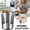 2 In1 Multi-Functional Kitchen Utensil Holder, Heavy Duty Stainless Steel Pot Lid & Spoon Rack, Space-Saving Vertical Stand for Spatulas,Tongs,Countertop Organizer,Thickened Storage Stand (1 Pcs)