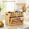 Bread Box for Kitchen Countertop, Bamboo Storage Container with Top Shelf