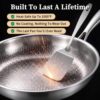 12" Titanium Pans for Cooking, 100% Pure Titanium Frying Pan