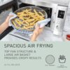 Close-up of the intuitive control panel on the Panasonic 4-in-1 microwave air fryer combo displaying recipe presets.