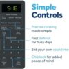 Detailed shot of the one-touch express cooking buttons on the GE countertop microwave