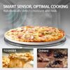 Close up detail of the sensor reheat controls on the Toshiba 1100W smart countertop microwave display.