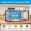 Side angle showing the sleek design of the Midea Flexify French door air fryer toaster oven on a kitchen counter.