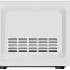 Detailed shot of the electronic control panel on the Frigidaire small white microwave with child lock enabled.