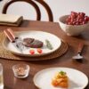 Famiware Ocean Round Dinnerware Sets for 4, 12-Piece, Vanilla White