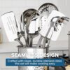 The 8-piece Viking stainless steel utensil set arranged to show the pasta fork and meat fork.